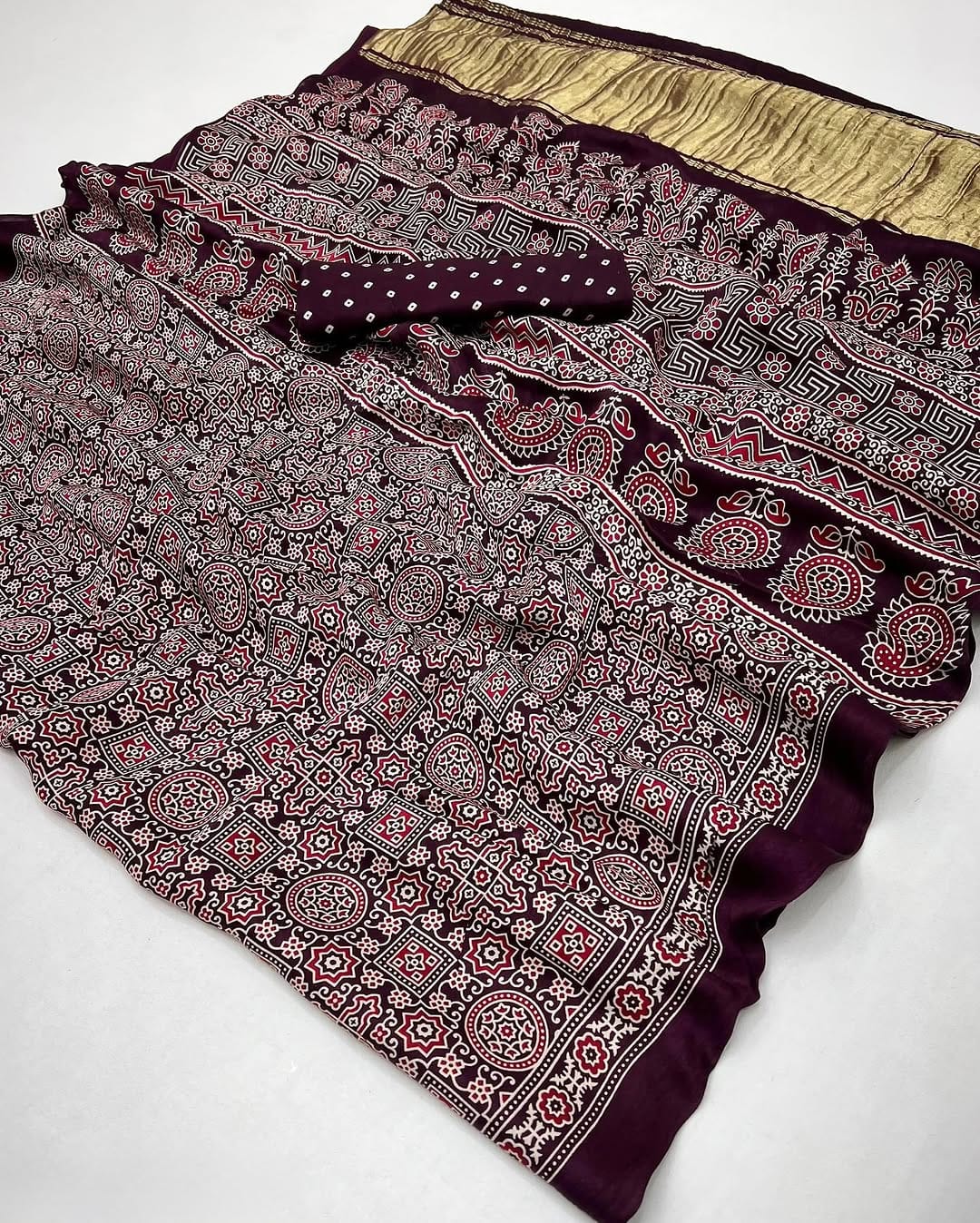 Modal Silk Ajrakh Saree