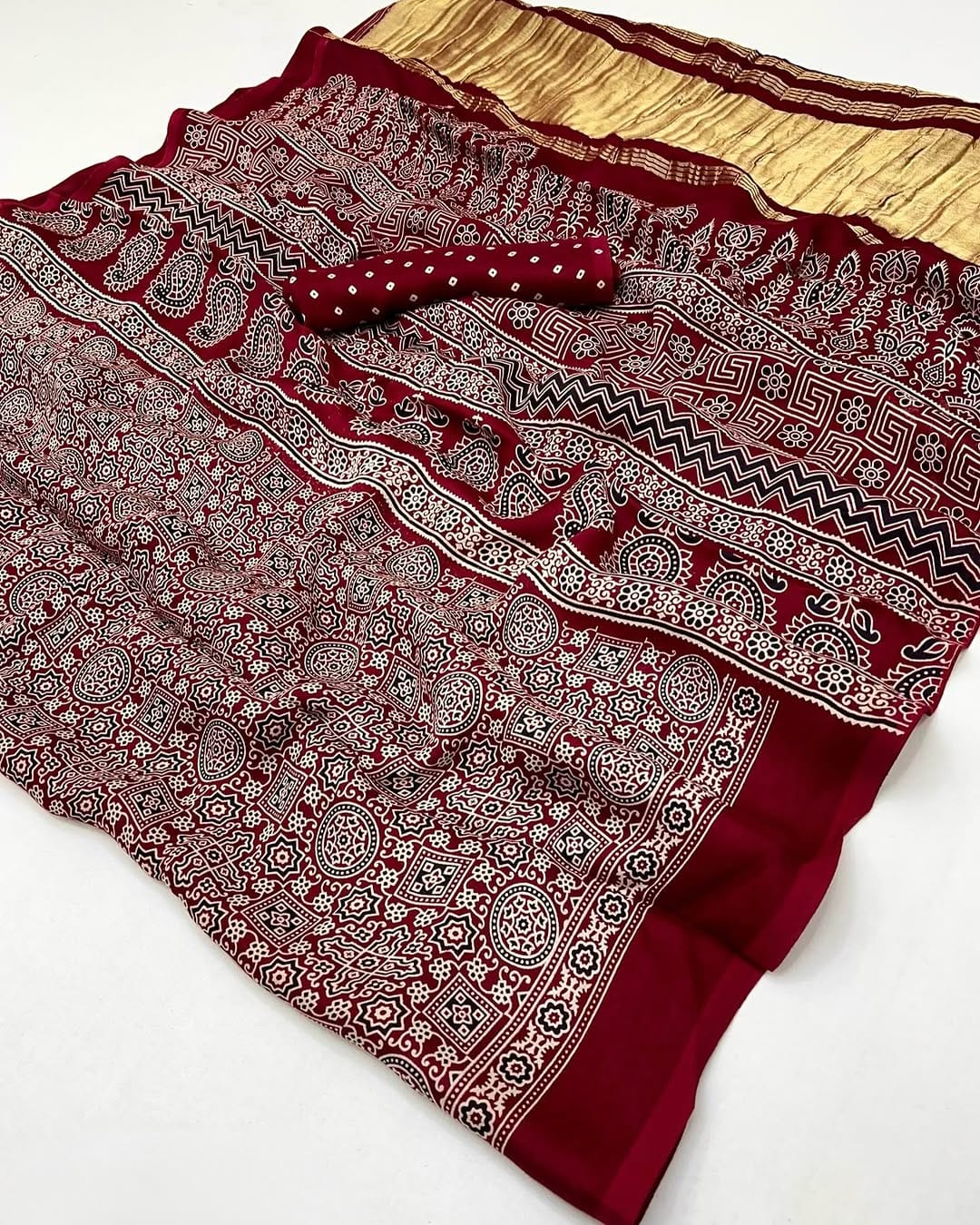 Modal Silk Ajrakh Saree