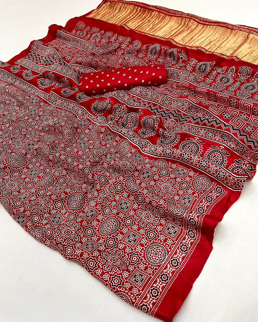 Modal Silk Ajrakh Saree