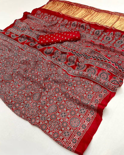 Modal Silk Ajrakh Saree
