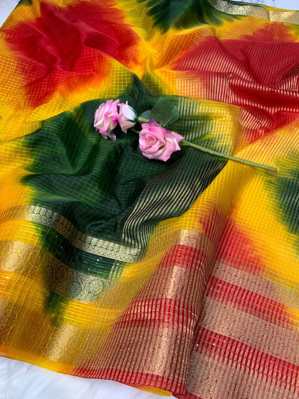 Organza Checks Saree