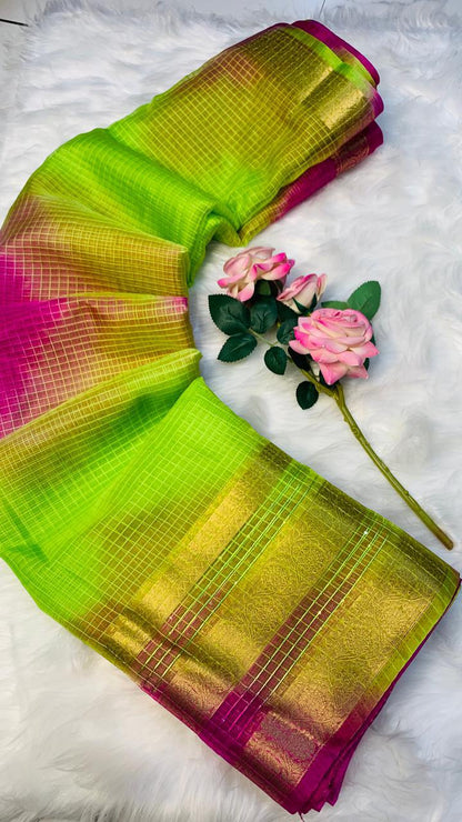 Organza Checks Saree