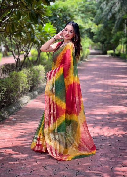 Organza Checks Saree