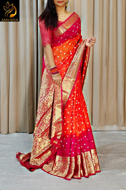 Kanjivaram Bandhani Saree