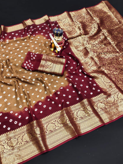 Kanjivaram Bandhani Saree