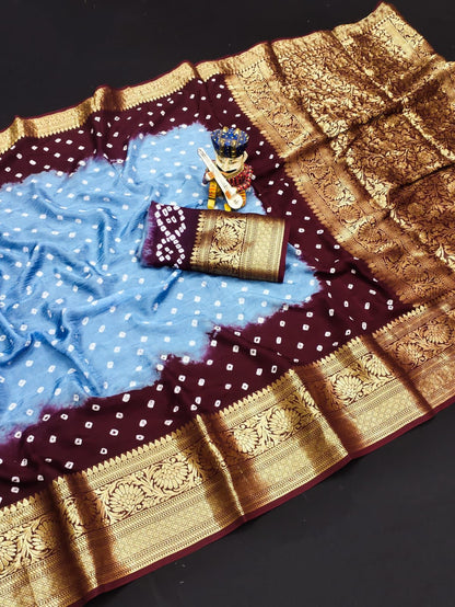 Kanjivaram Bandhani Saree