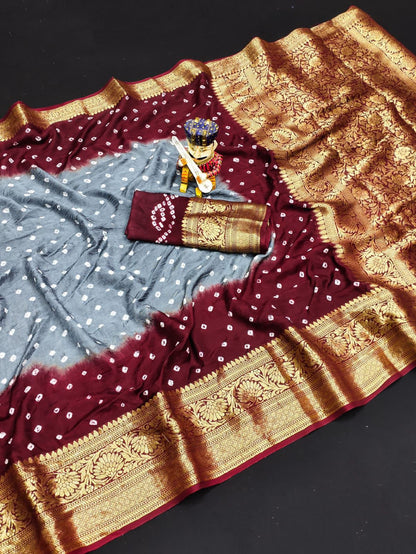 Kanjivaram Bandhani Saree