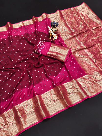 Kanjivaram Bandhani Saree