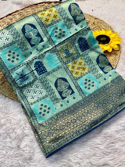 Pure Soft Kolkata Meena Silk Saree
