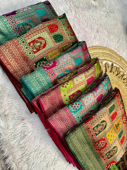 Pure Soft Kolkata Meena Silk Saree