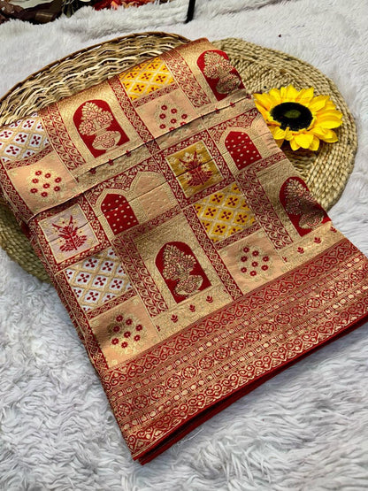 Pure Soft Kolkata Meena Silk Saree