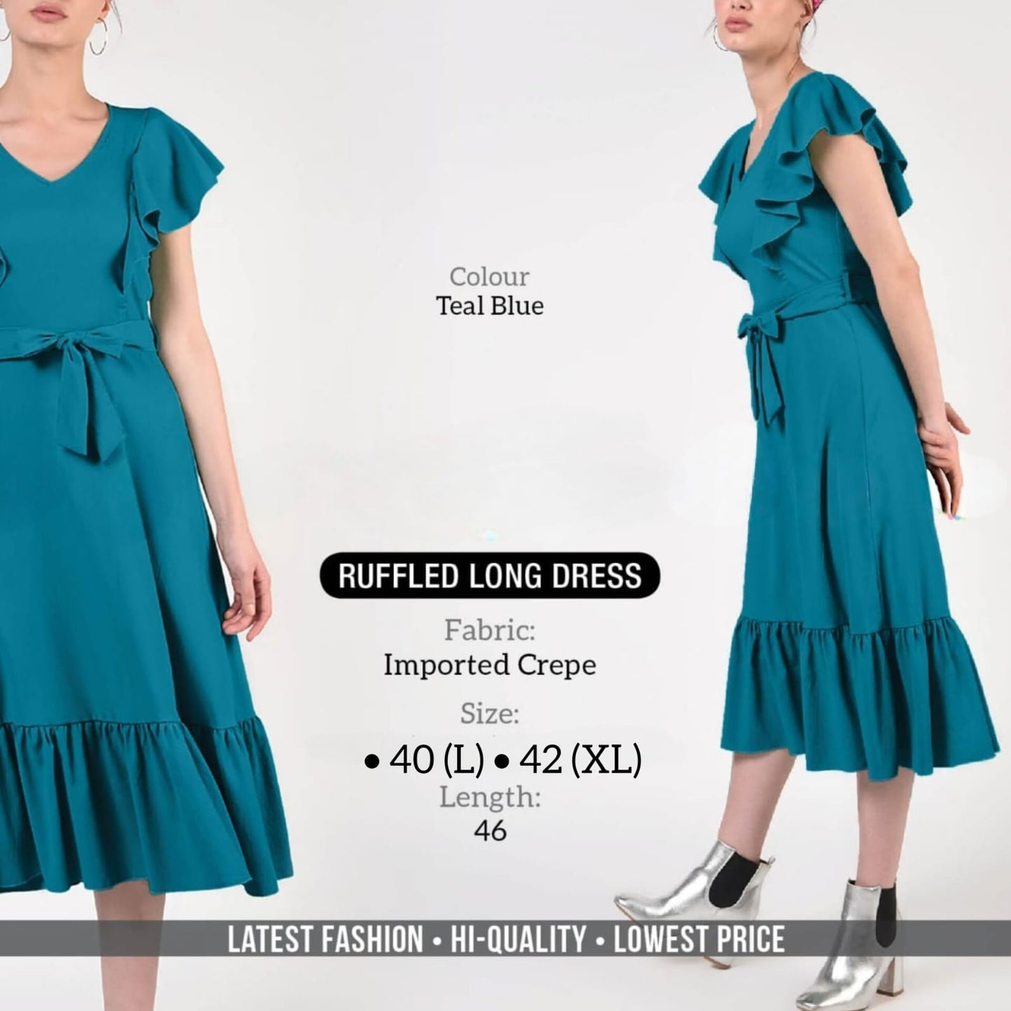 RUFFLED LONG DRESS