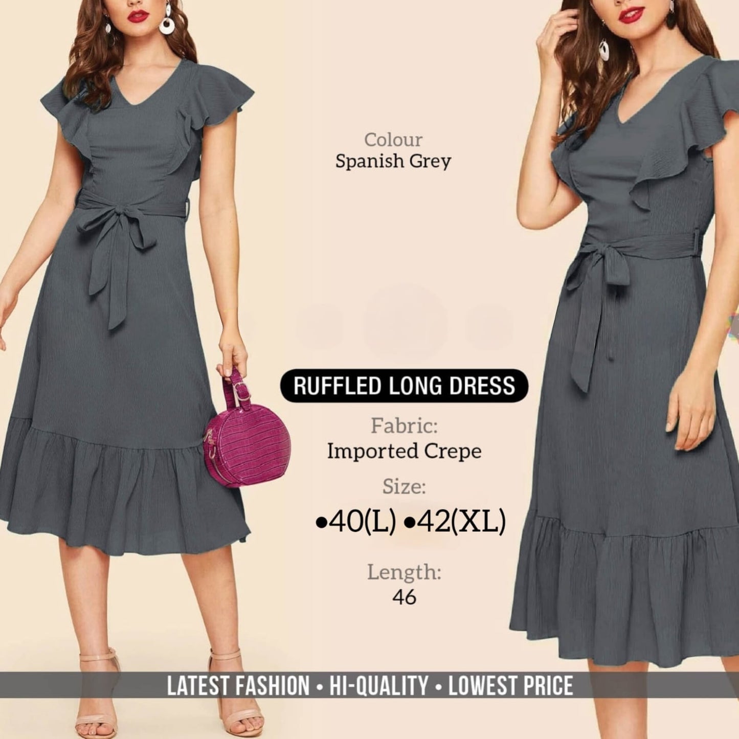 RUFFLED LONG DRESS