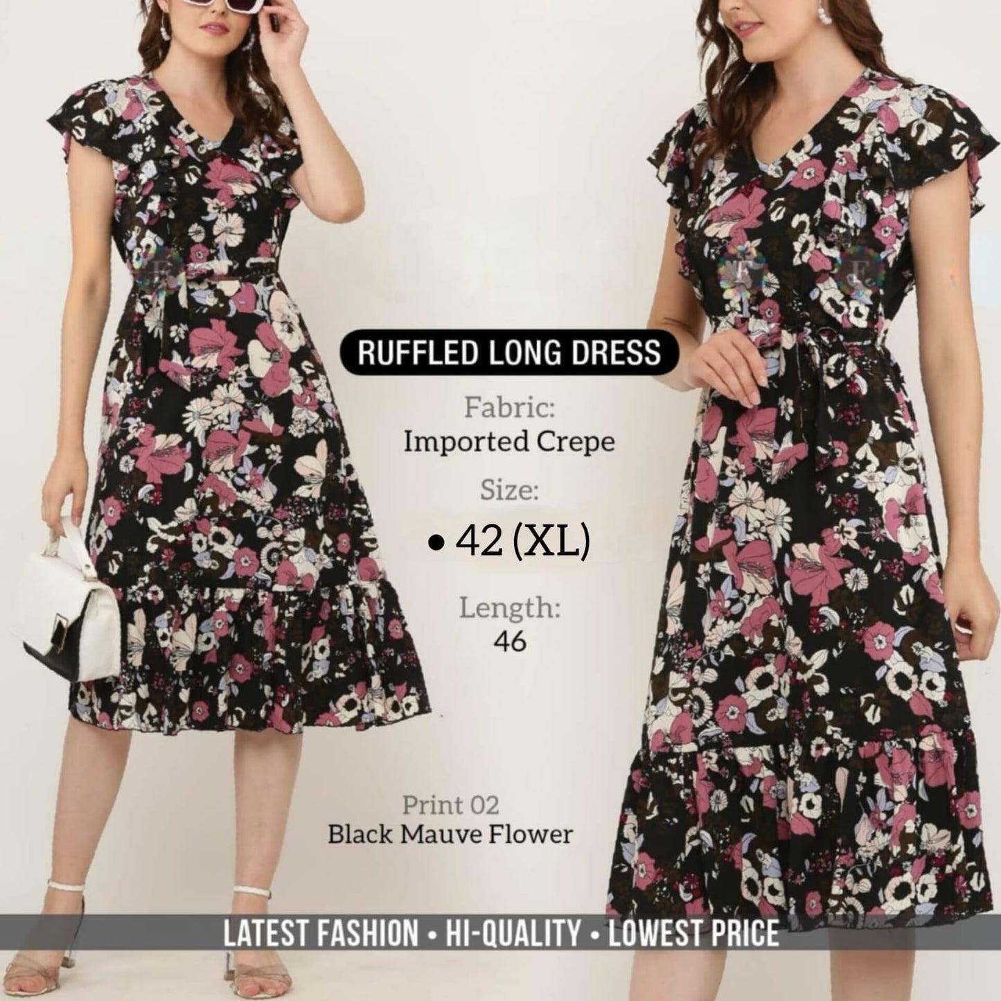 RUFFLED LONG DRESS