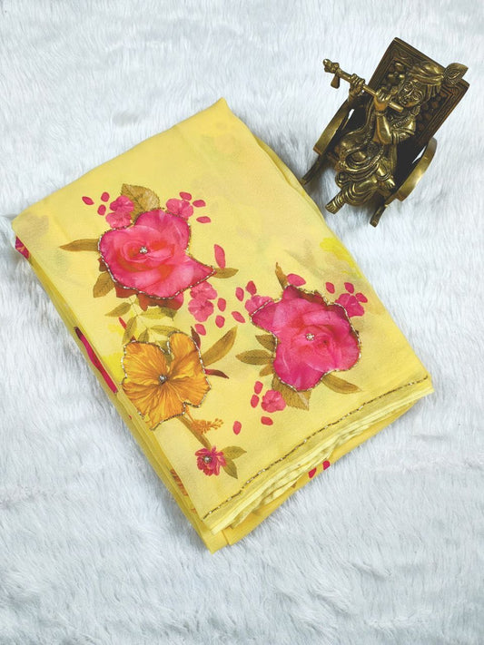 Georgette Handwork Saree