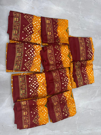 Bandhani With Gota Embroidery Saree