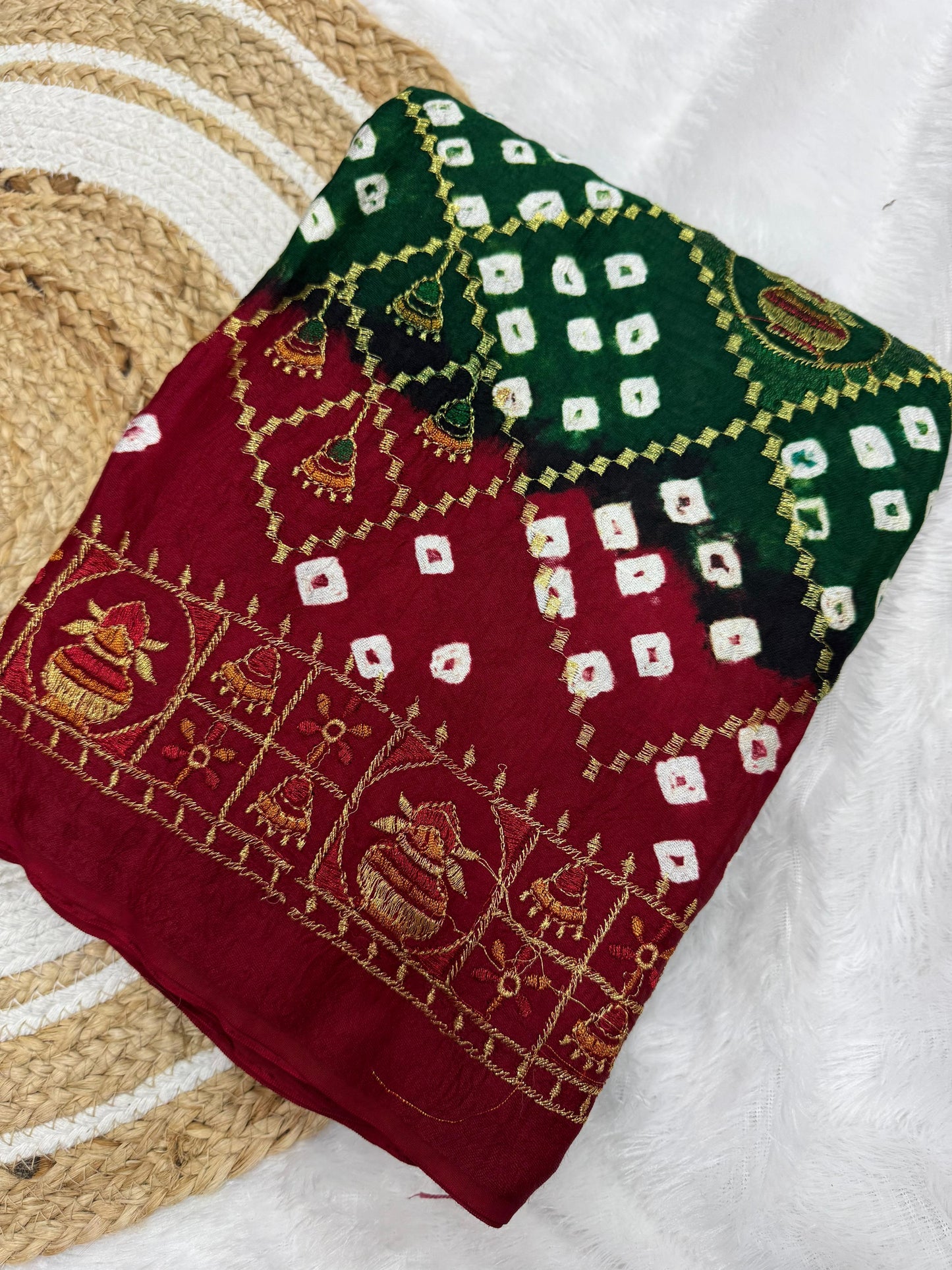 Bandhani With Gota Embroidery Saree