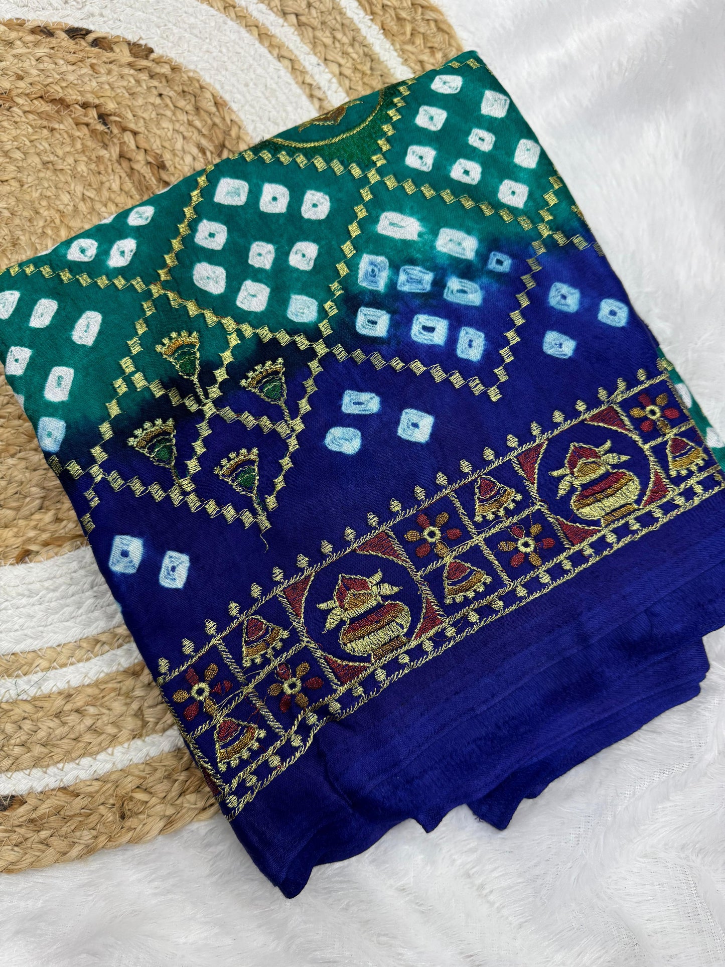 Bandhani With Gota Embroidery Saree