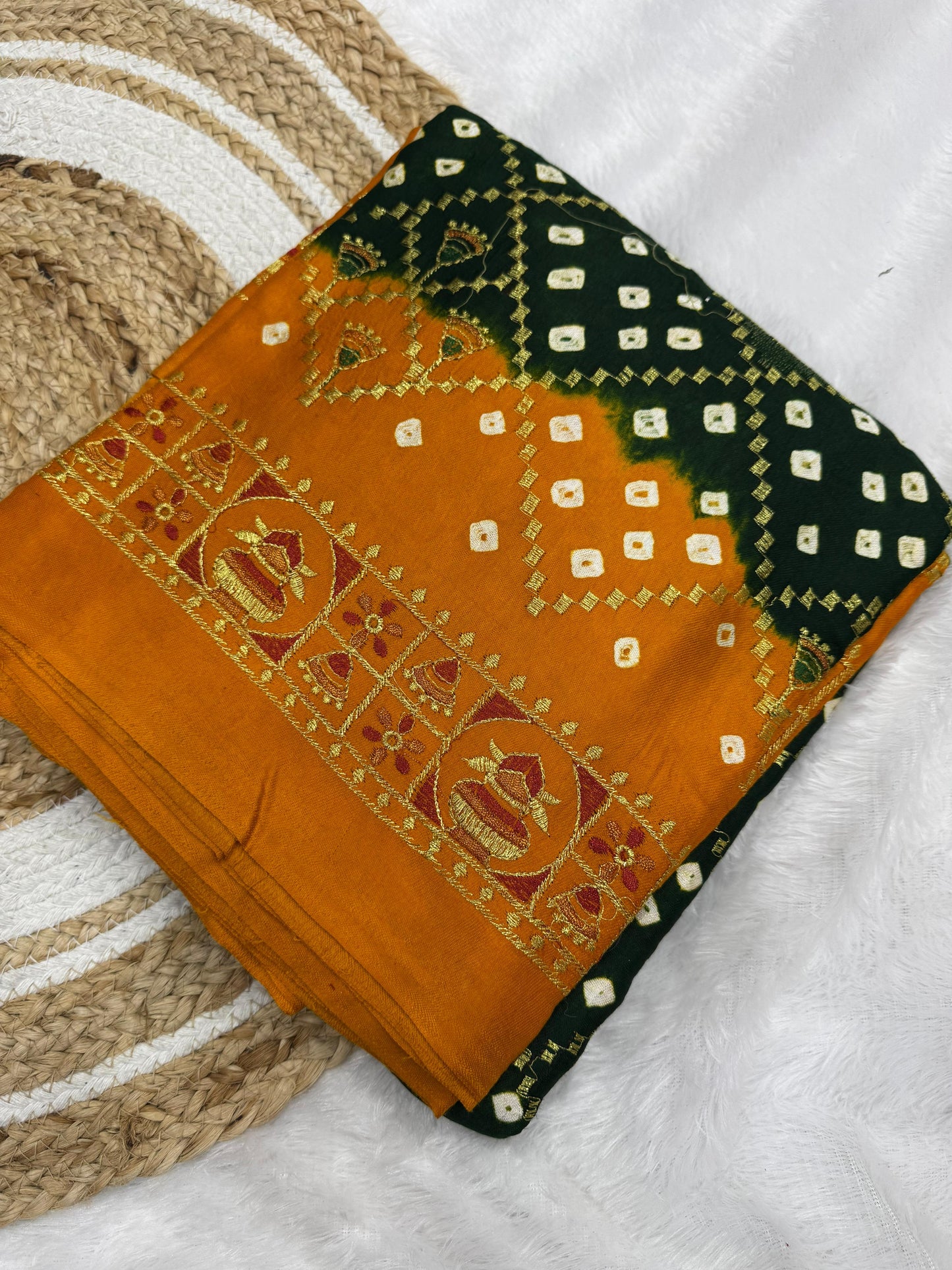 Bandhani With Gota Embroidery Saree