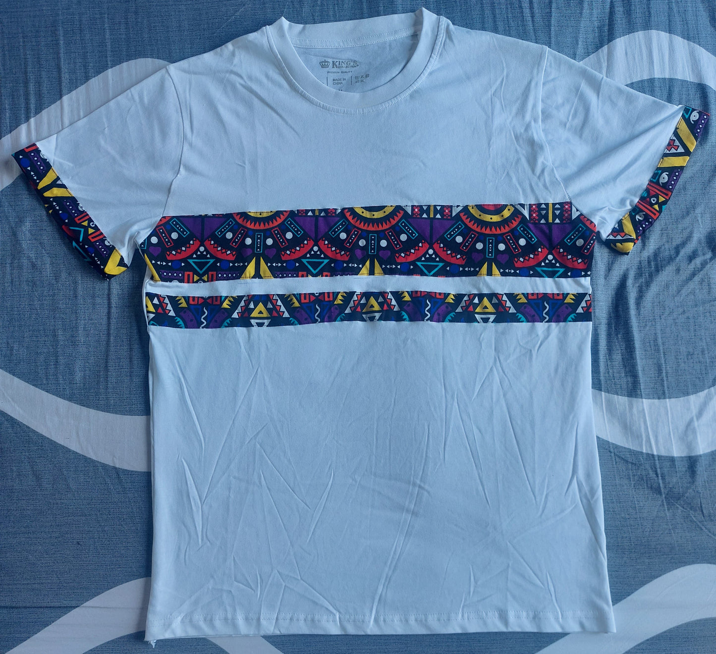 Ankara Double Horizontal Strip Tshirt