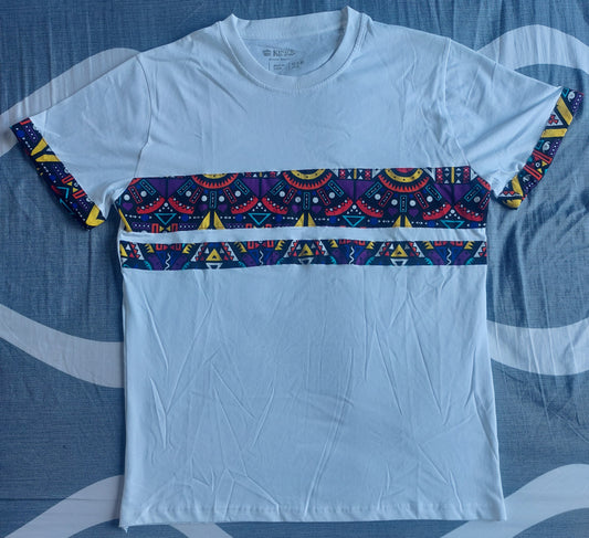 Ankara Double Horizontal Strip Tshirt