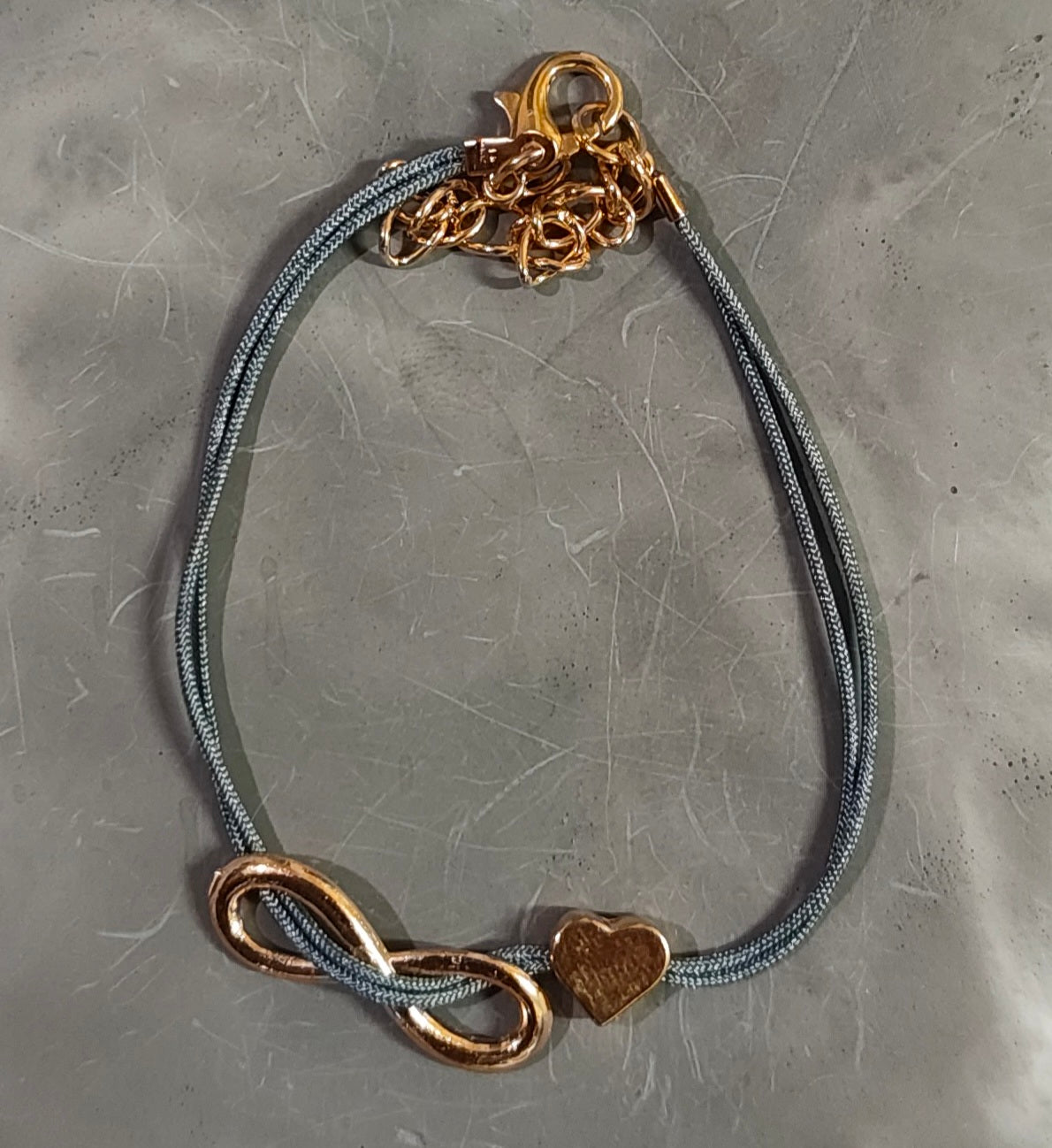 Grey Infinity Heart Bracelet