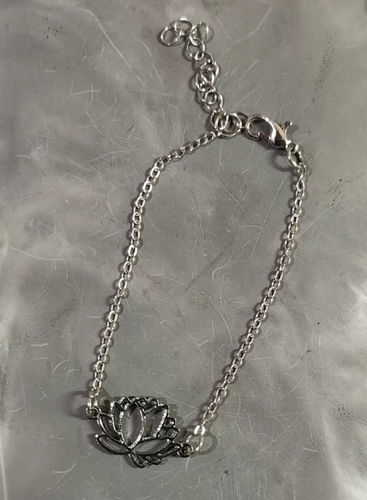 Silver Lotus Bracelet