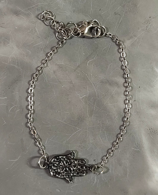 Silver Hand Of Hamsa Bracelet