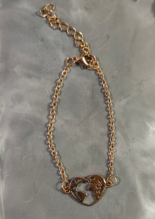 Golden Bracelet With World Map
