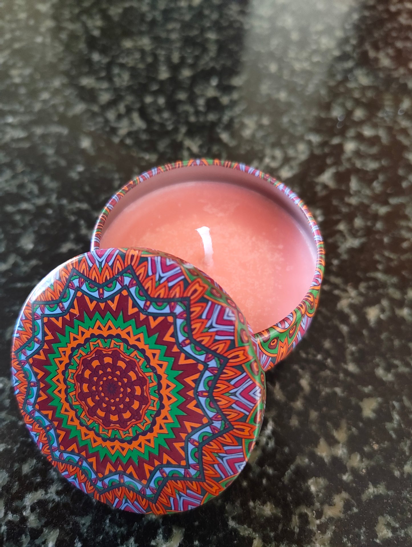 Candy Cane Cocoa Mandala Tin Candle