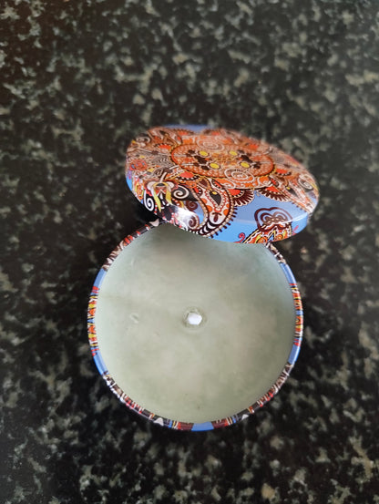 Snow Cabin Mandala Tin Candle