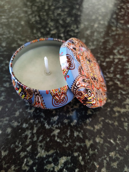 Snow Cabin Mandala Tin Candle