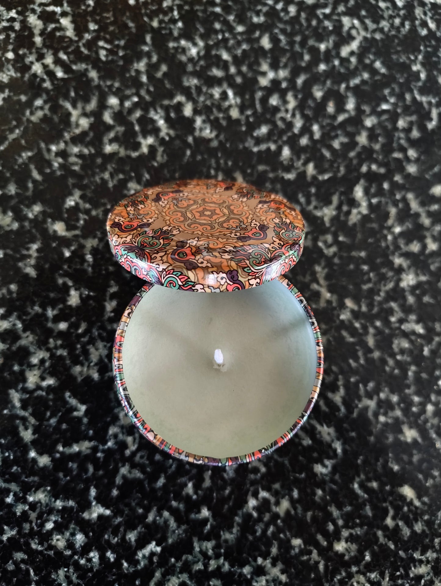 Snow Cabin Mandala Tin Candle