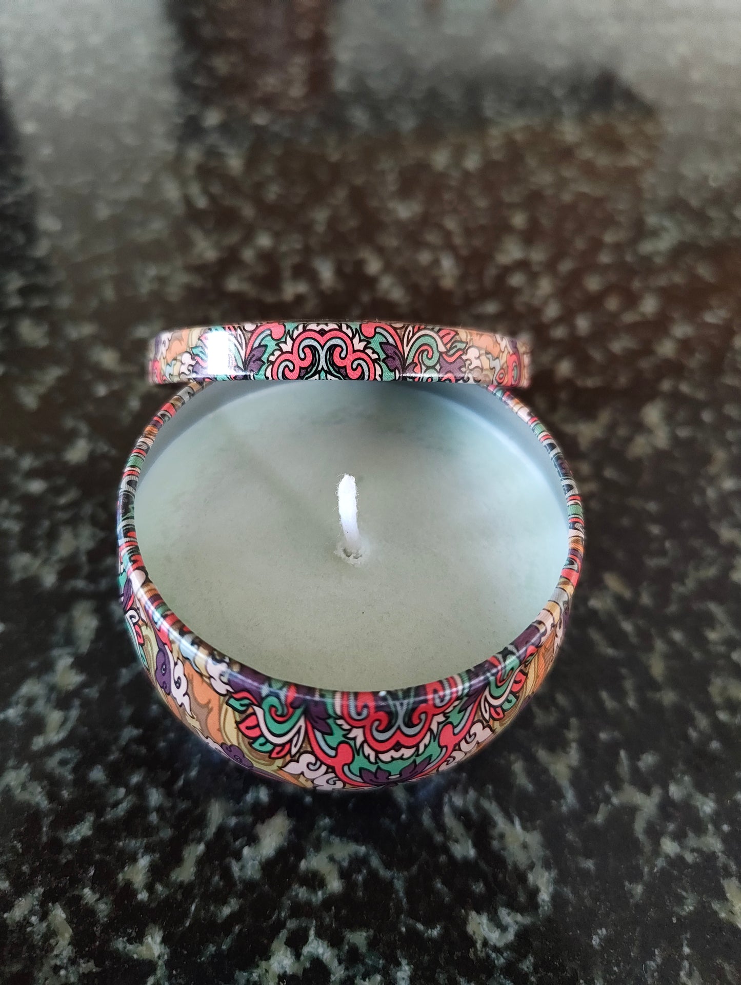 Snow Cabin Mandala Tin Candle