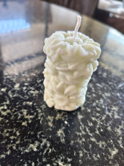 Christmas Hearth Flower Pillar Candle