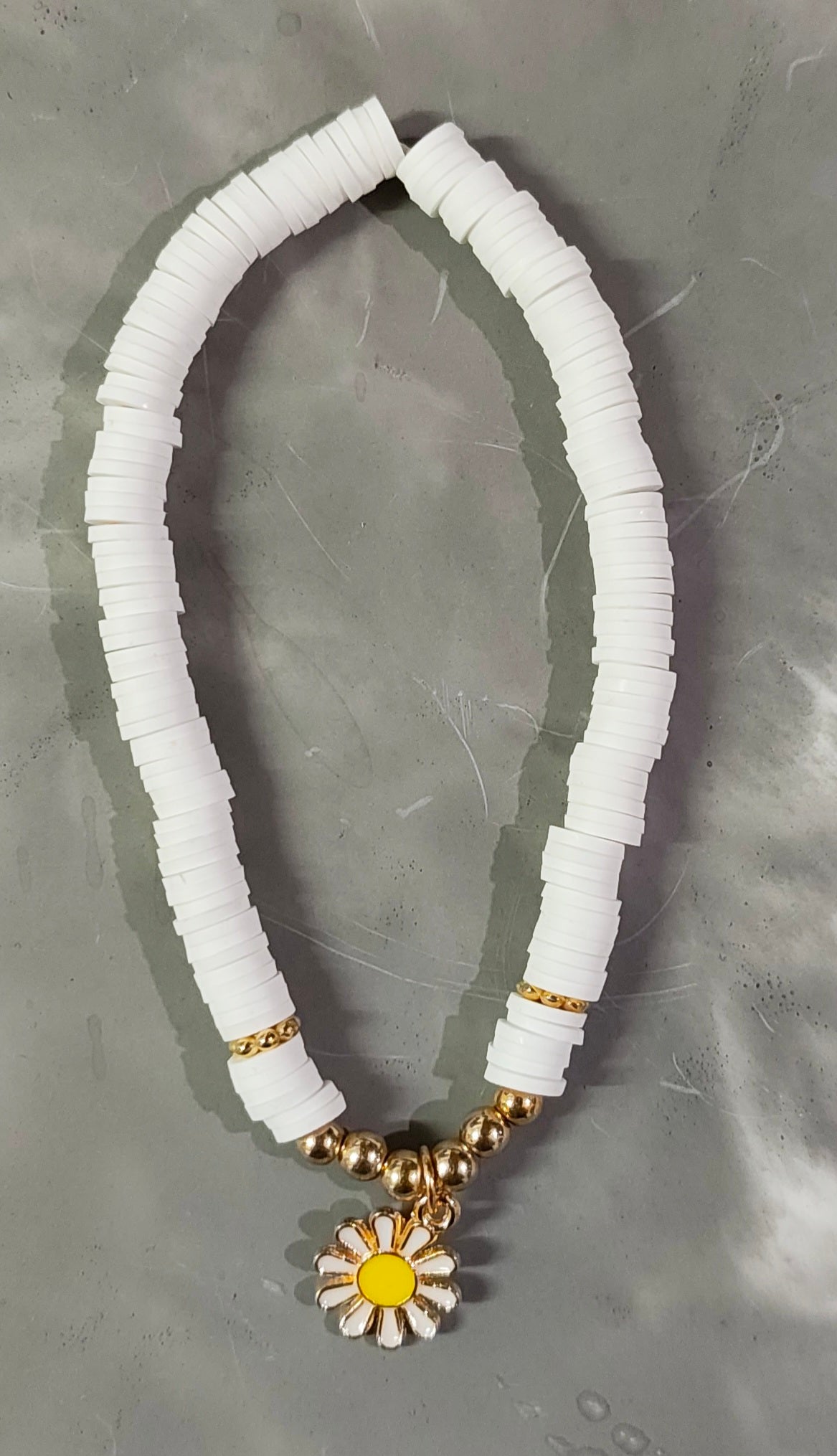 White Bead Flower Bracelet