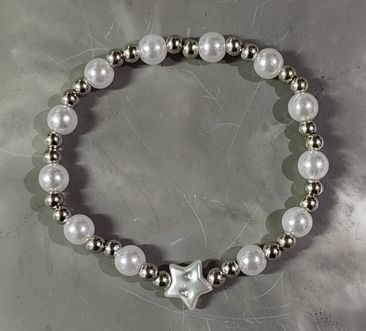 Silver Star Pearl Bracelet