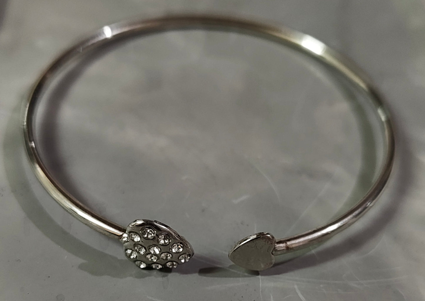 Silver Heart Arrow Bangle