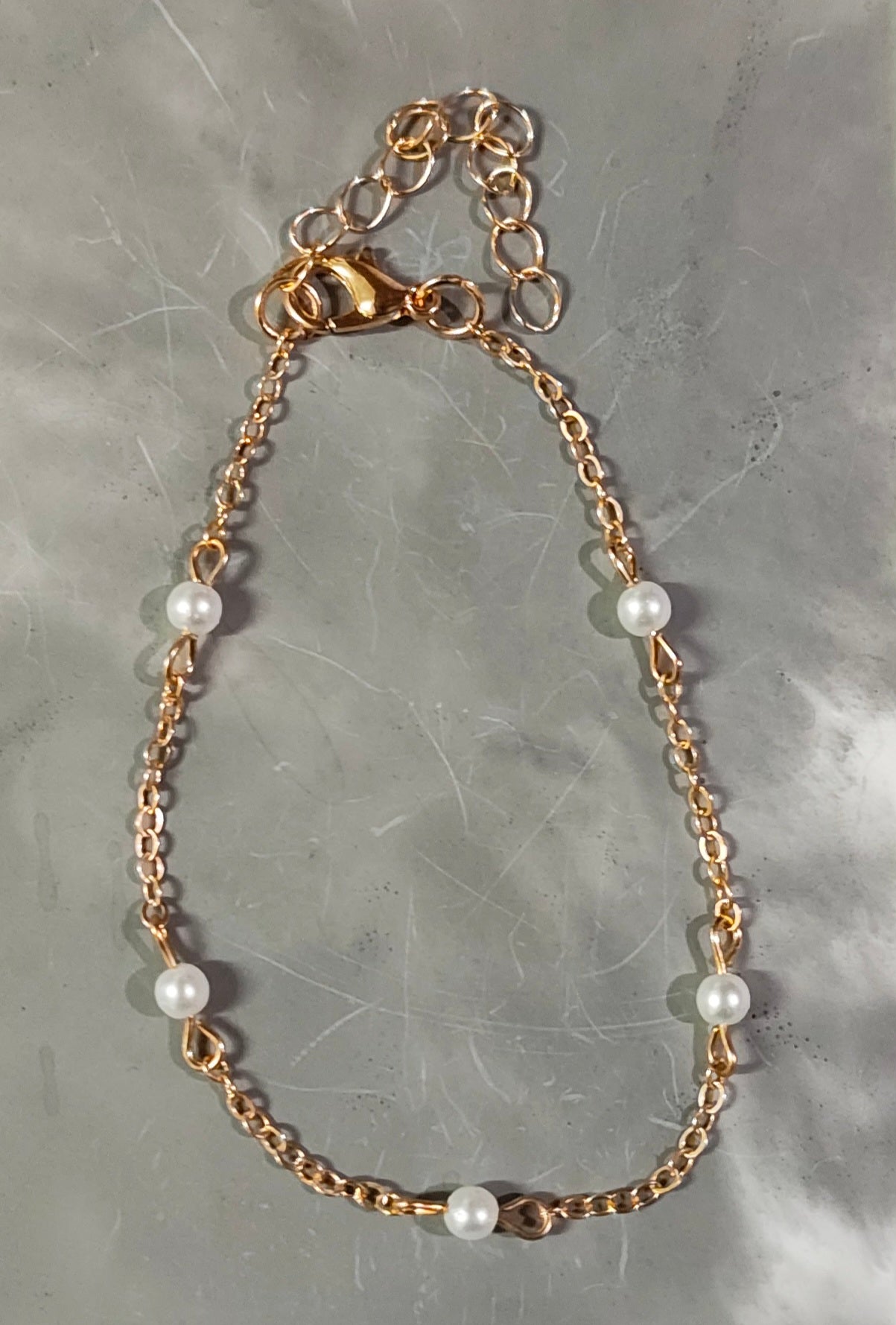 Golden Pearl Chain Bracelet