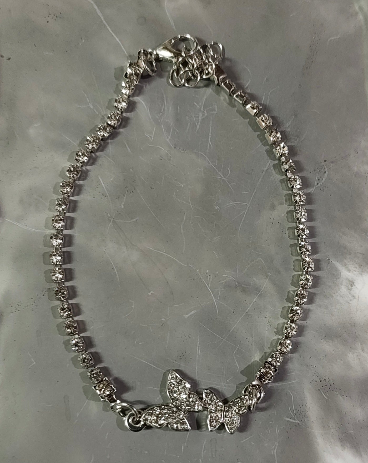 Silver Diamond Butterfly Bracelet