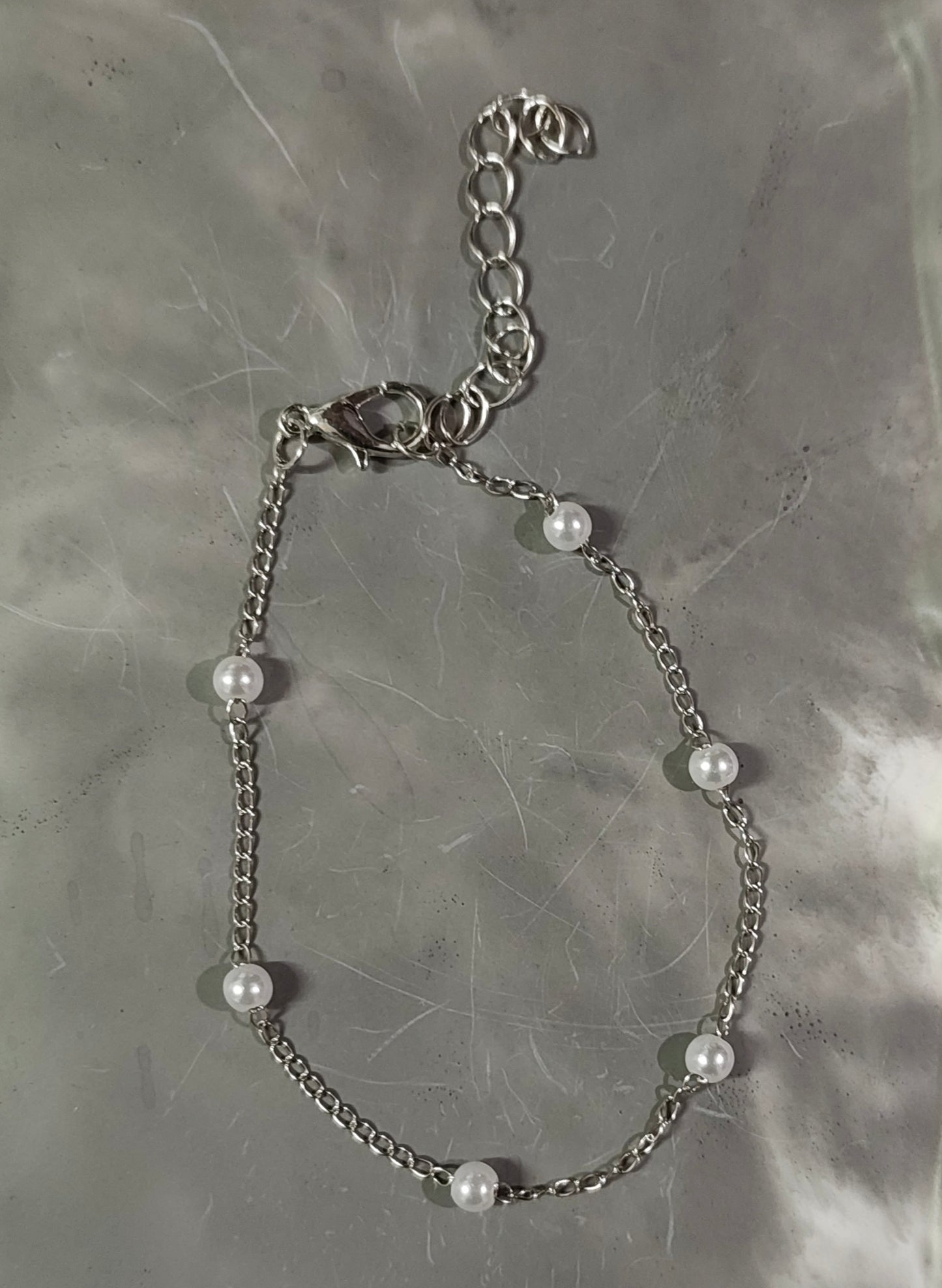 Silver Pearl Chain Bracelet