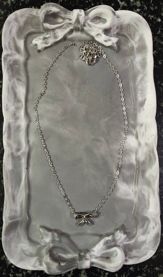 Silver Bow Necklace