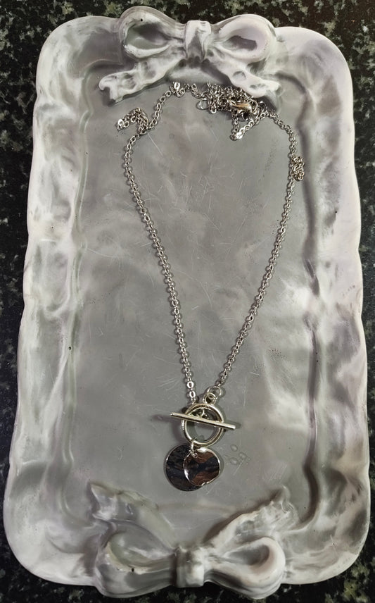 Silver Circle Lock Necklace