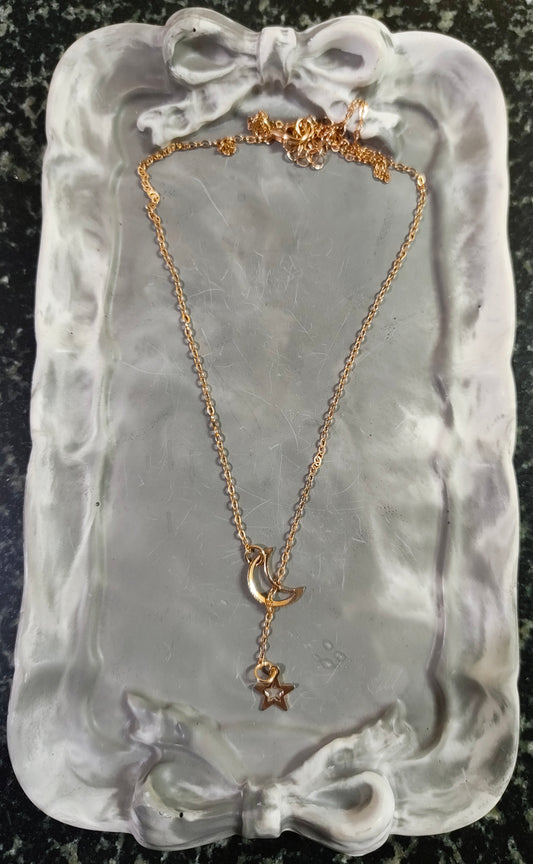 Golden Star Moon Necklace