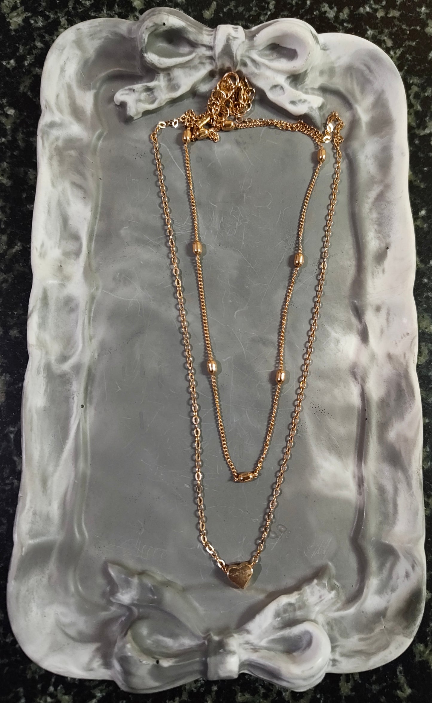 Golden Double Layered Heart Necklace