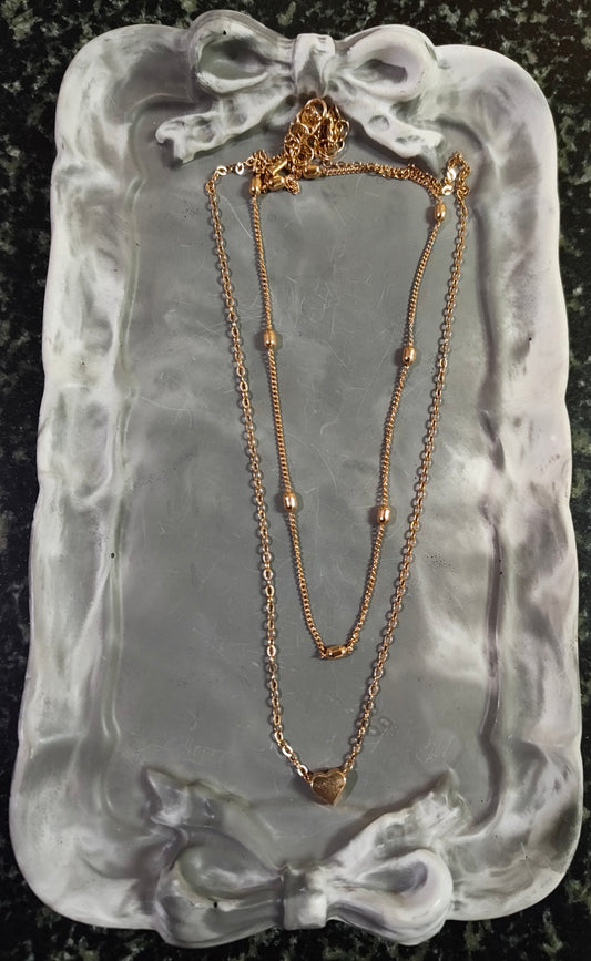 Golden Double Layered Heart Necklace