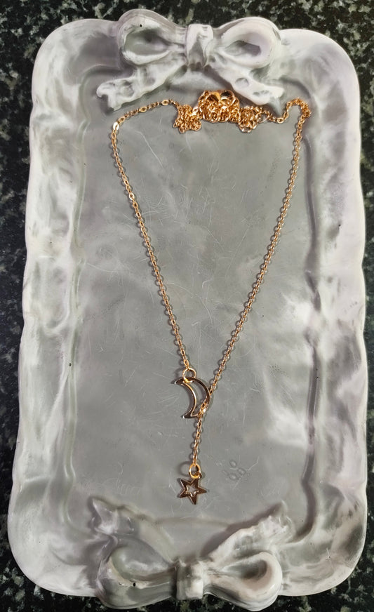 Golden Star Moon Necklace