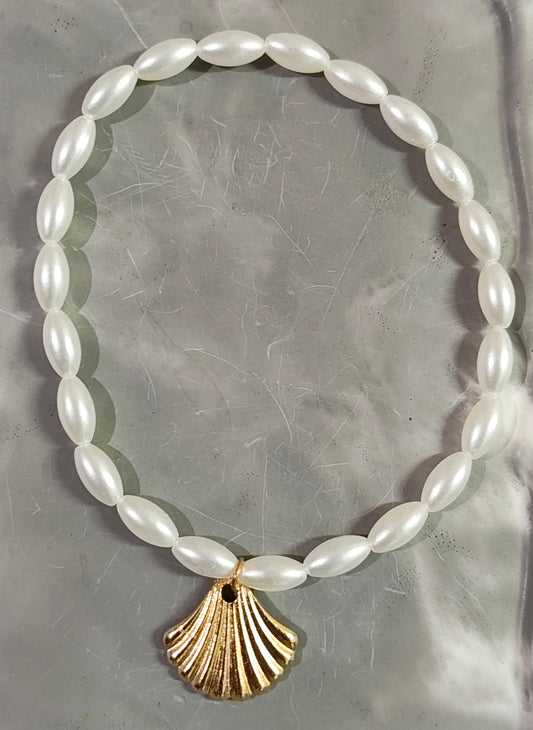 White Bead Shell Anklet