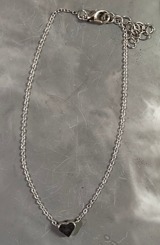 Silver Heart Anklet