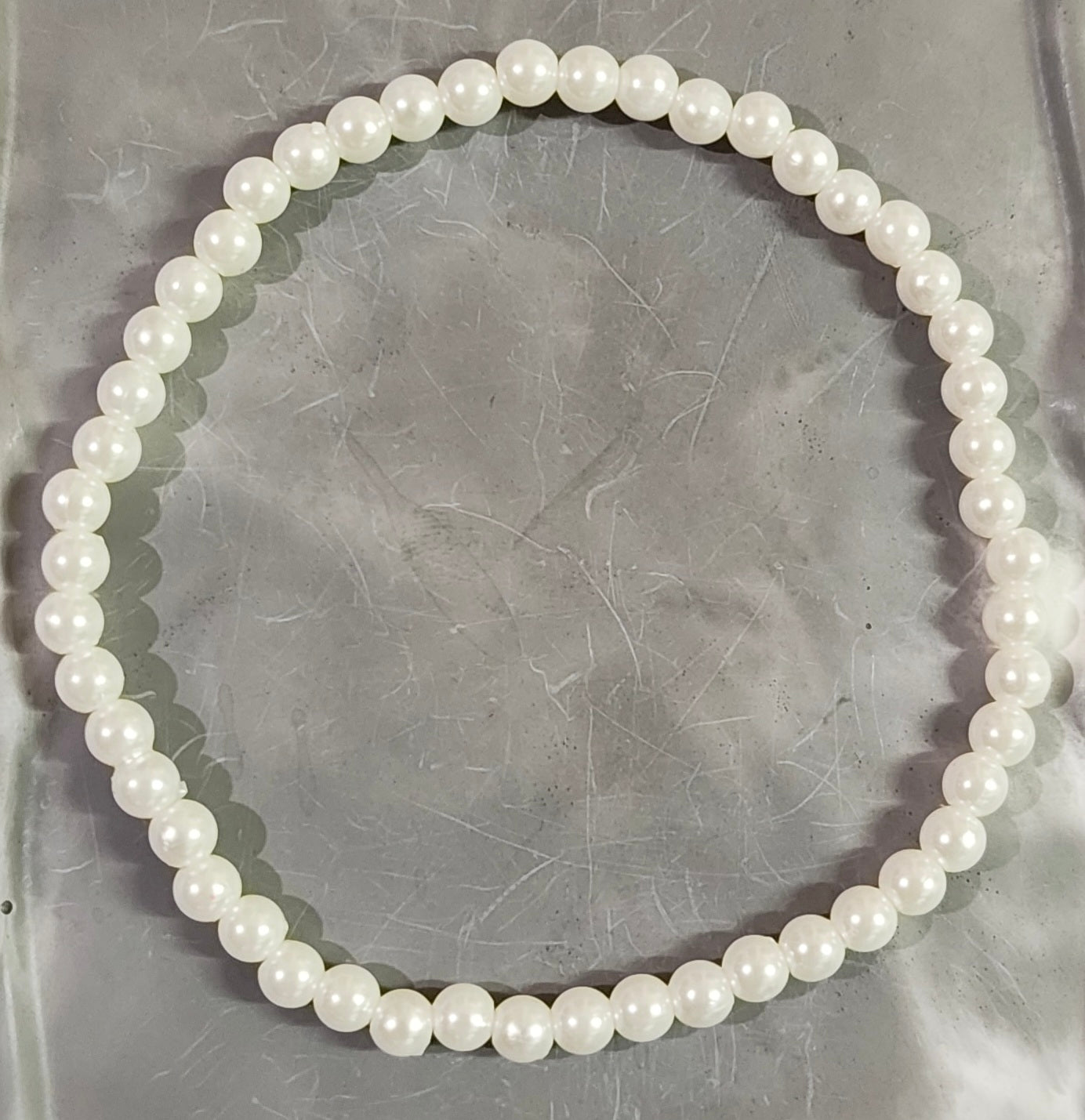 White Bead Anklet